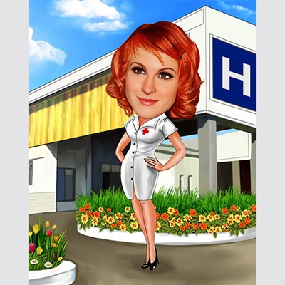 Sweet Nurse Caricature from Photo,by myDaVinci - myDaVinci
